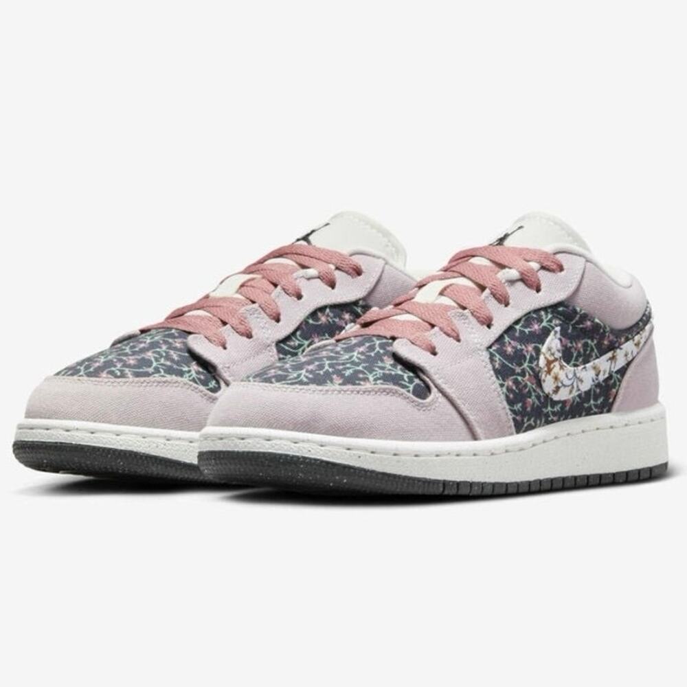 NIKE Air Jordan 1 Low SE GS Platinum Violet Sail Floral Pastel Sneaker Size 6.5Y